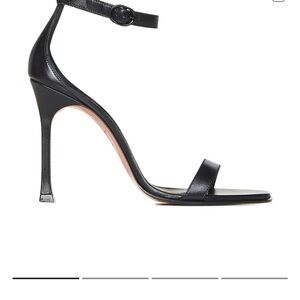 Amina Muaddi Black Ankle Strap Heels